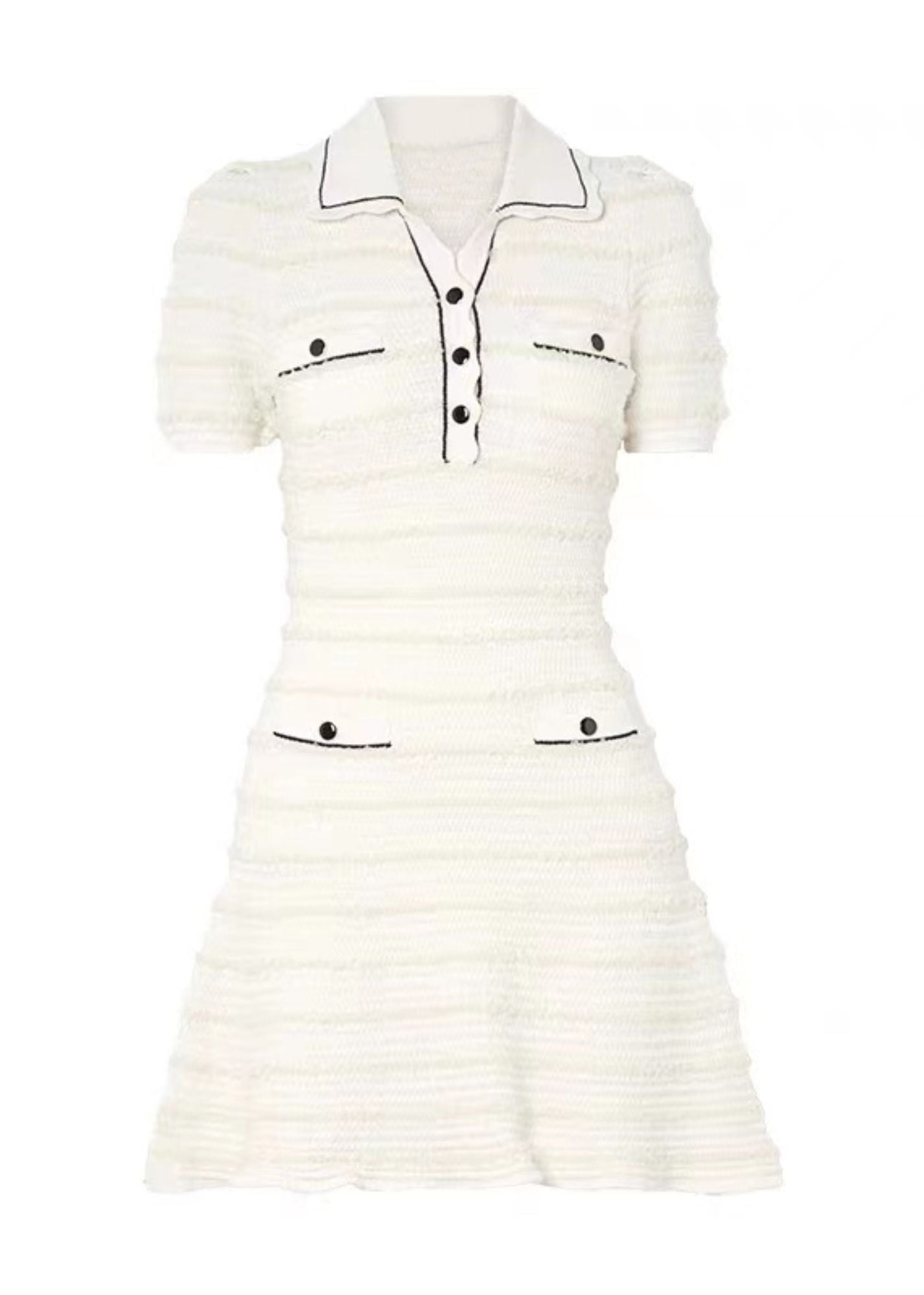Ivory Striped Puff Sleeve Dress