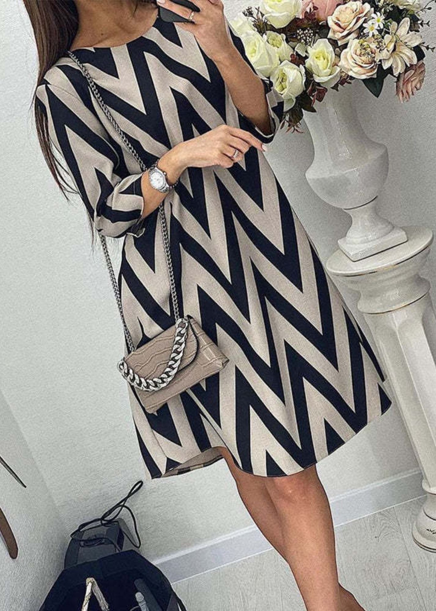 Relaxed Fit Striped Dress