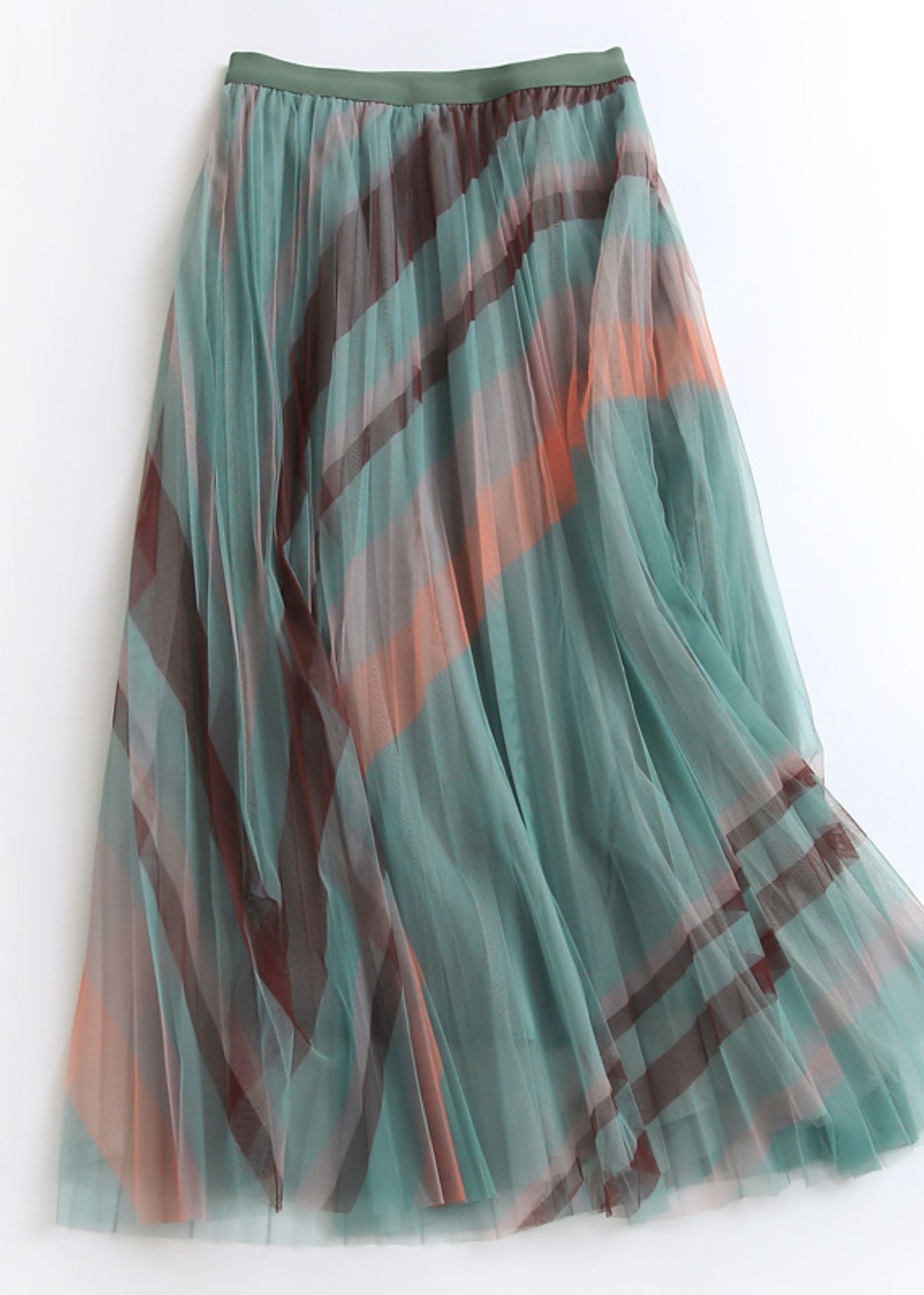 Women's Elastic Waist Striped Pleated Skirt