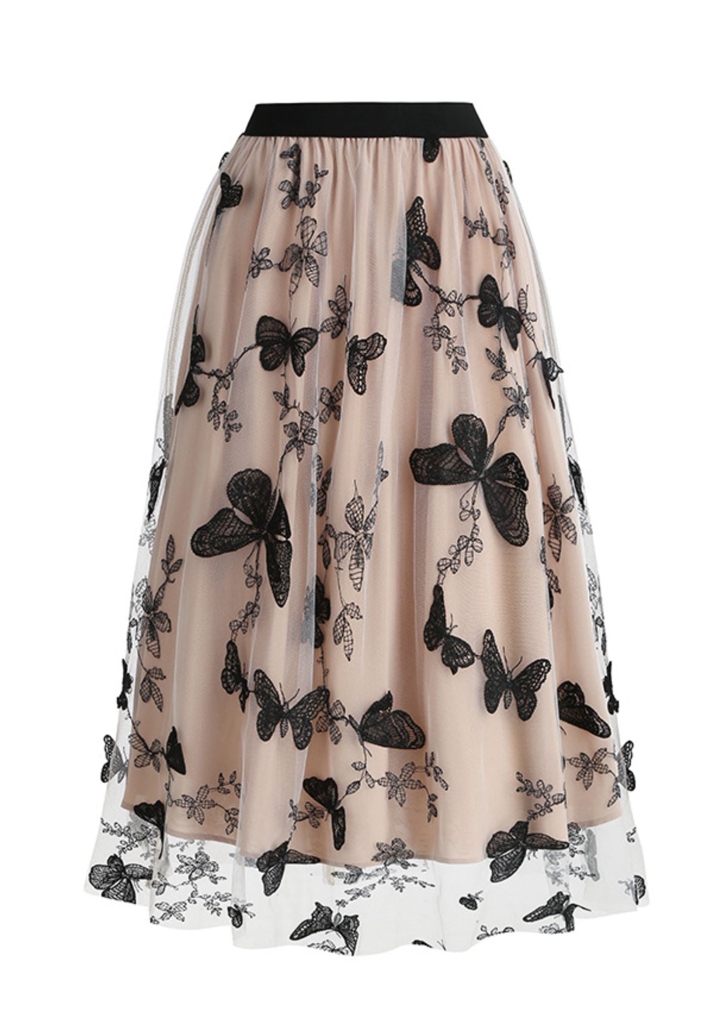Women's Embroidered Mesh Butterfly Skirt